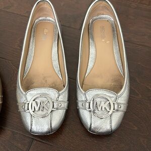 Michael Kors Fulton Shiny Metallic Faux Leather Moccasin Loafer Flat, Silver